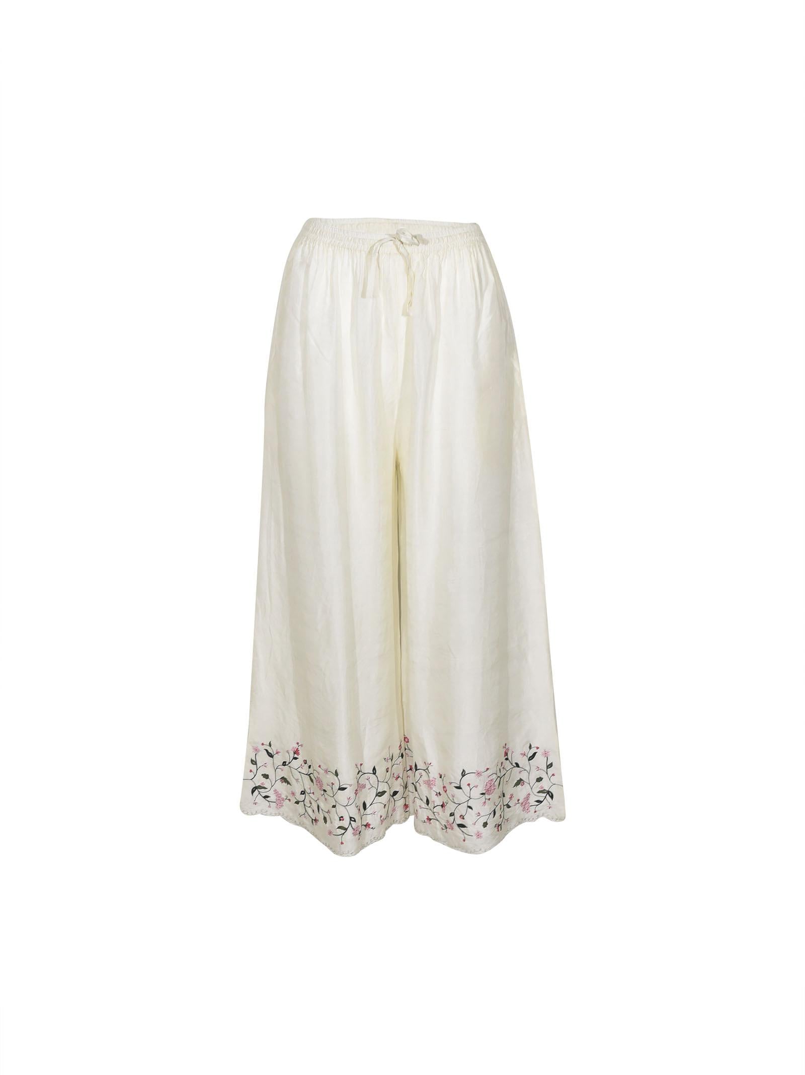 pantaloni elastico gamba larga 