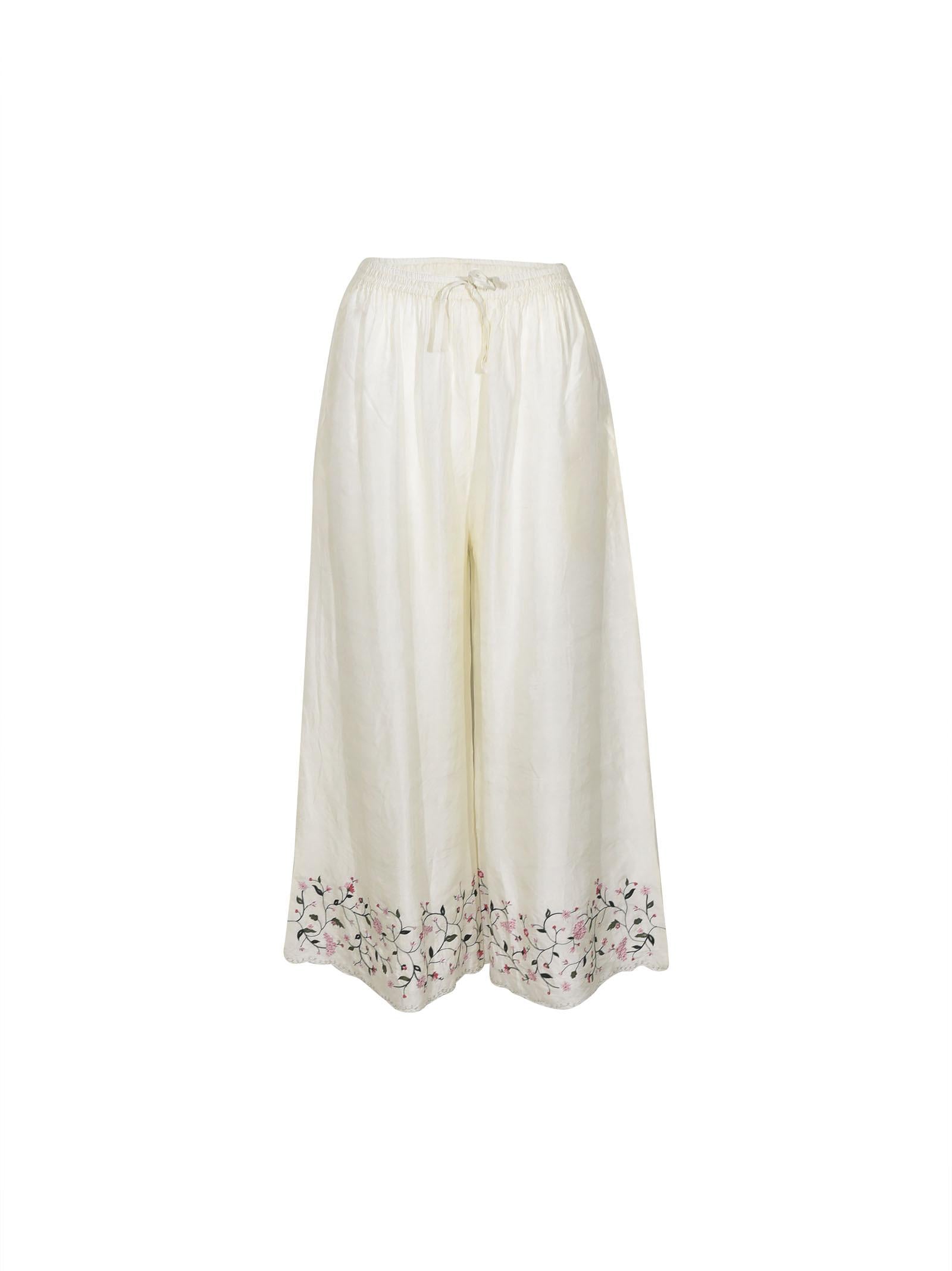 pantaloni elastico gamba larga 