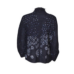camicia collo coreana rouches manica lunga 