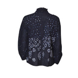 camicia collo coreana rouches manica lunga 