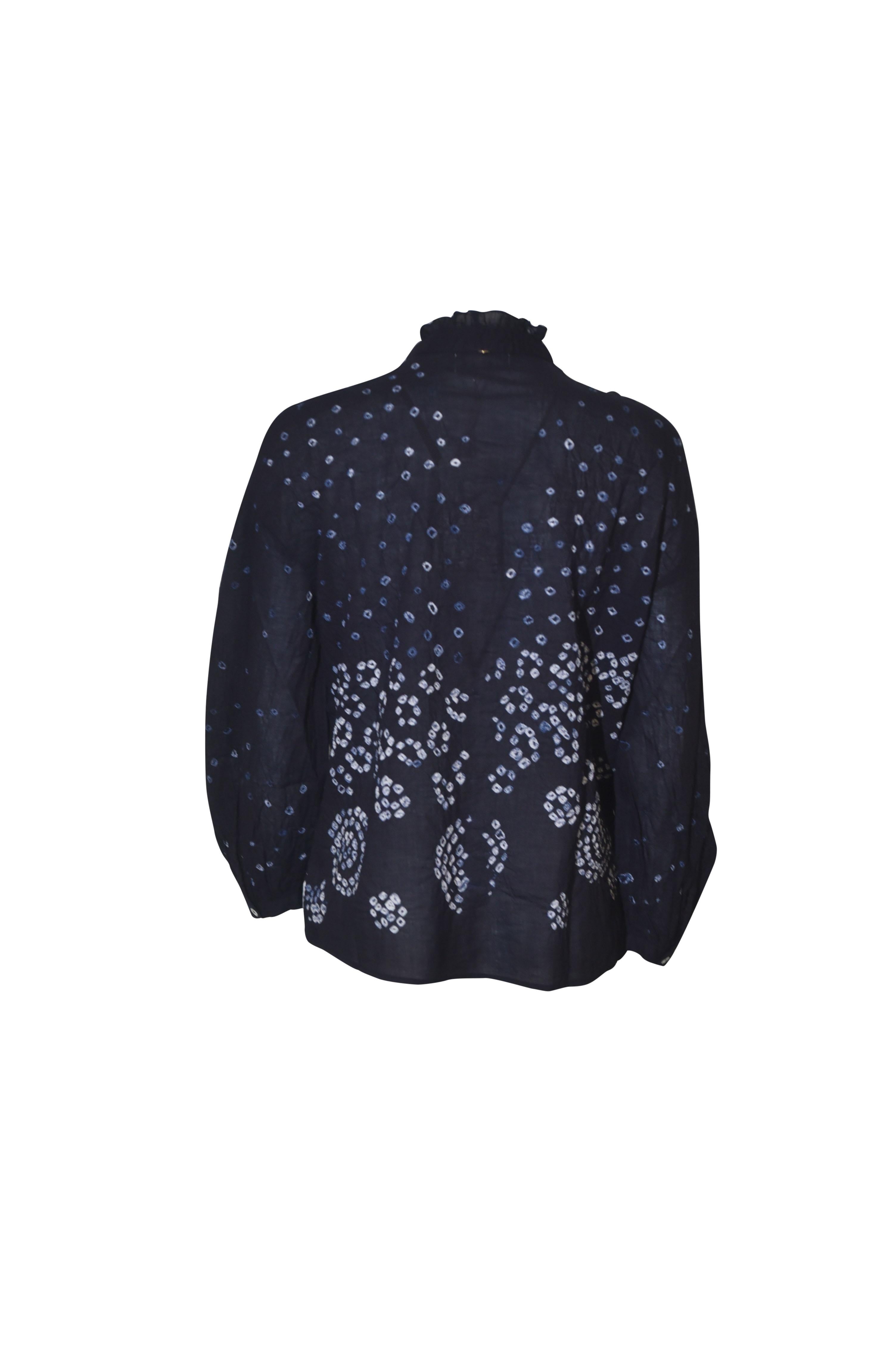 camicia collo coreana rouches manica lunga 