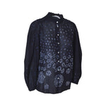 camicia collo coreana rouches manica lunga 