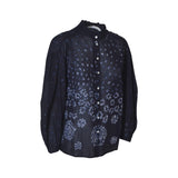 camicia collo coreana rouches manica lunga 