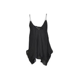 top con punte , spalline sottili e pizzo 