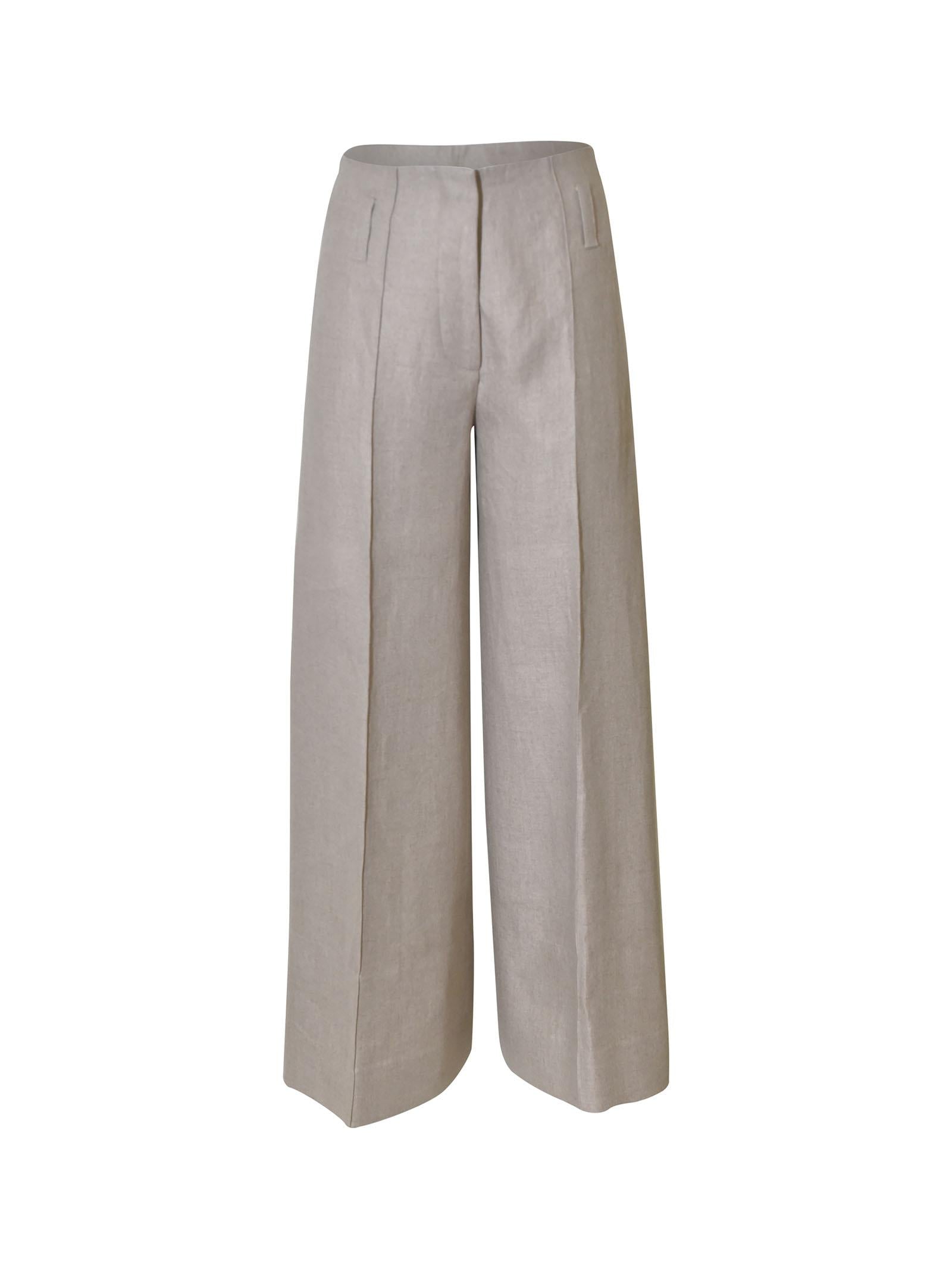 pantaloni oriana gamba larga piega cucita 