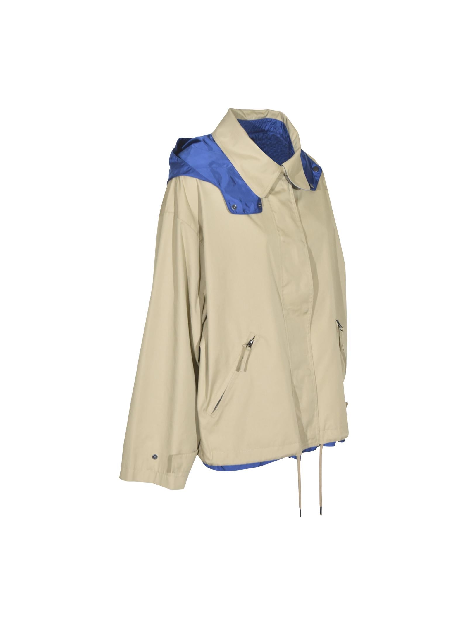 giubbotto reversibile impermeabile zip e cappuccio 