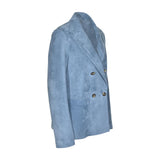 blazer dooppiopetto tasca toppa e camoscio fiore 