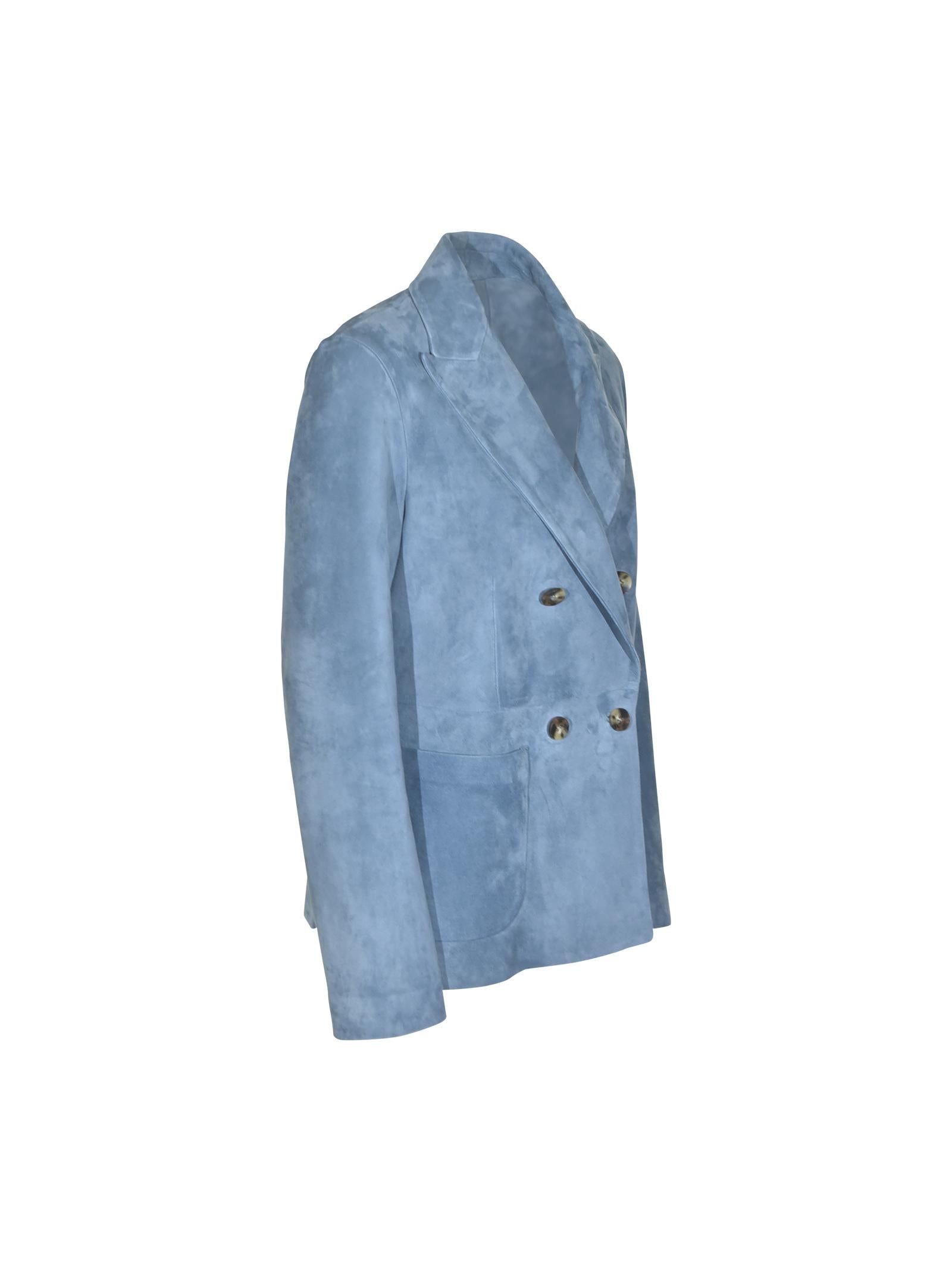 blazer dooppiopetto tasca toppa e camoscio fiore 