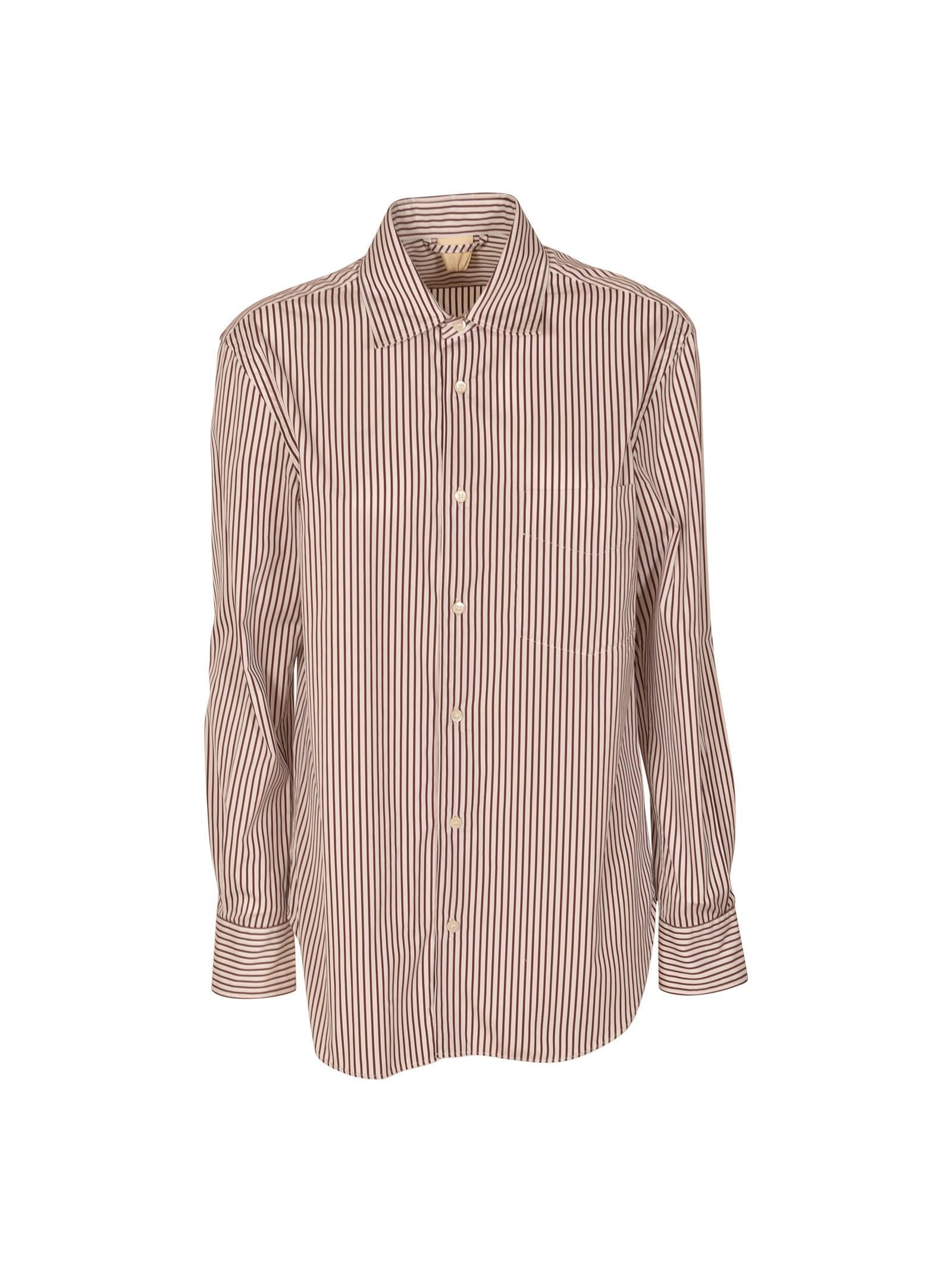 camicia a righe con tasca 