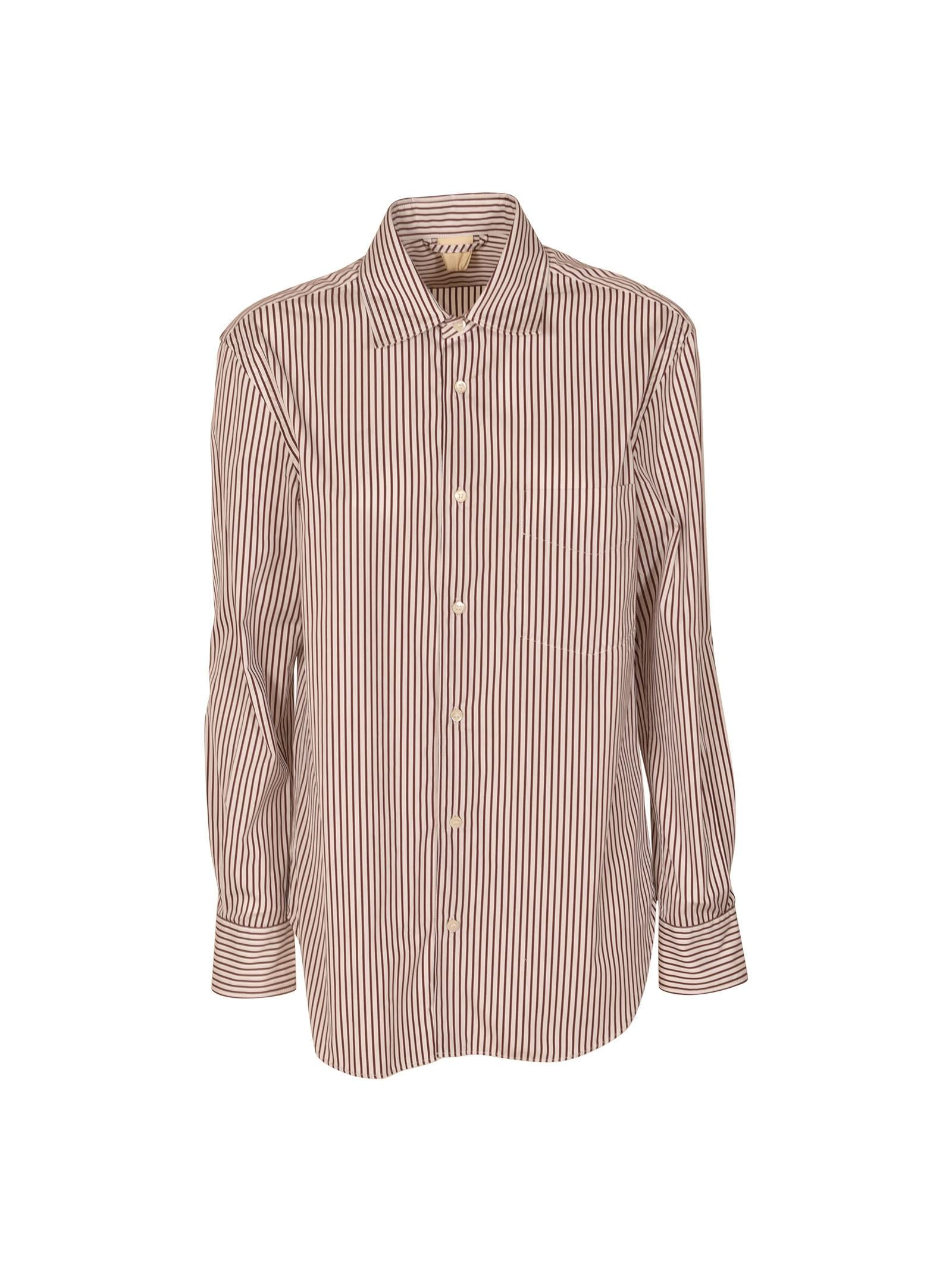 camicia a righe con tasca 