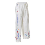 pantaloni popeline ricamo elastico in vita 