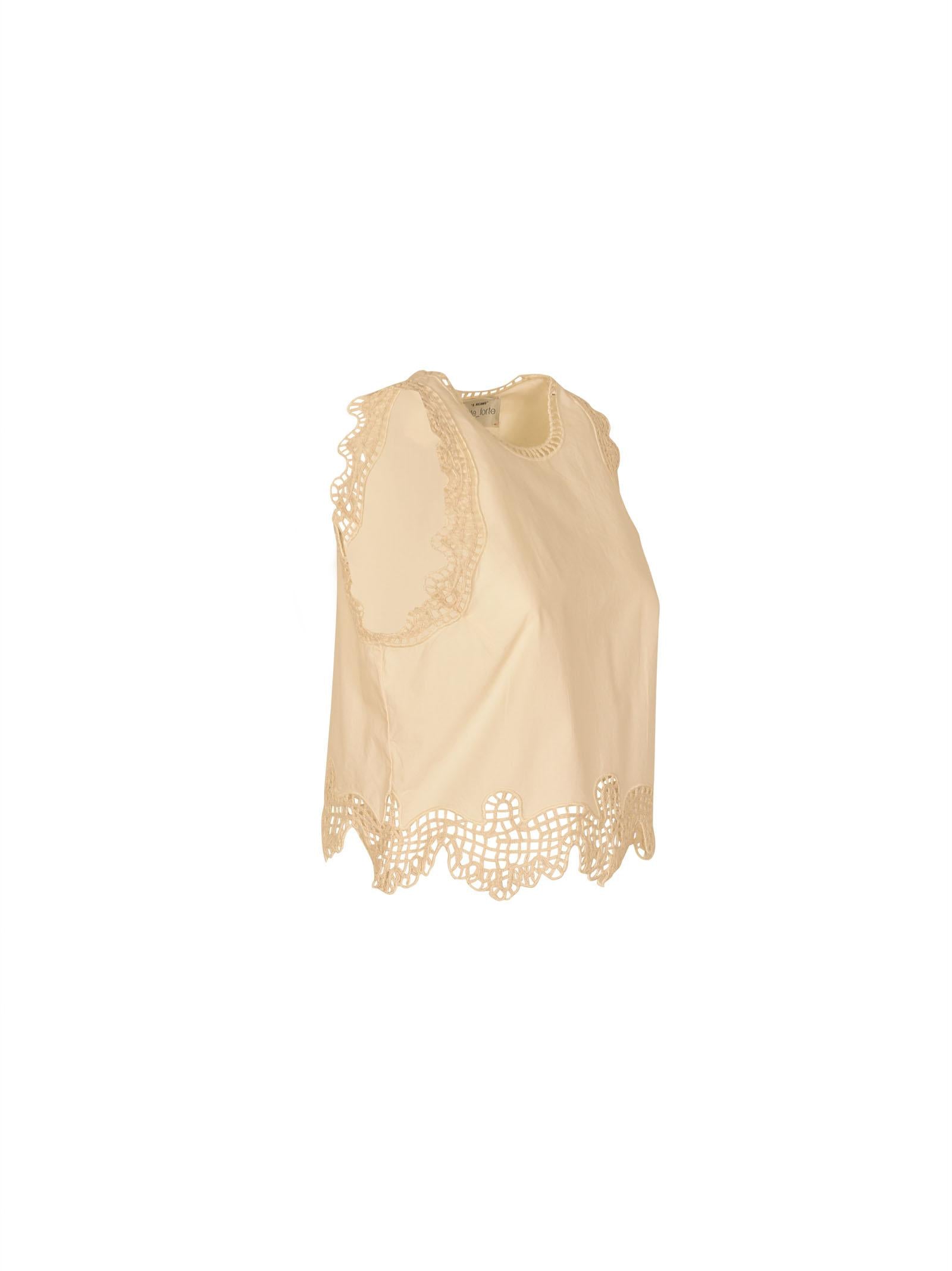 top popeline con ricamo 