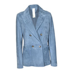 blazer dooppiopetto tasca toppa e camoscio fiore 
