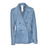 blazer dooppiopetto tasca toppa e camoscio fiore 