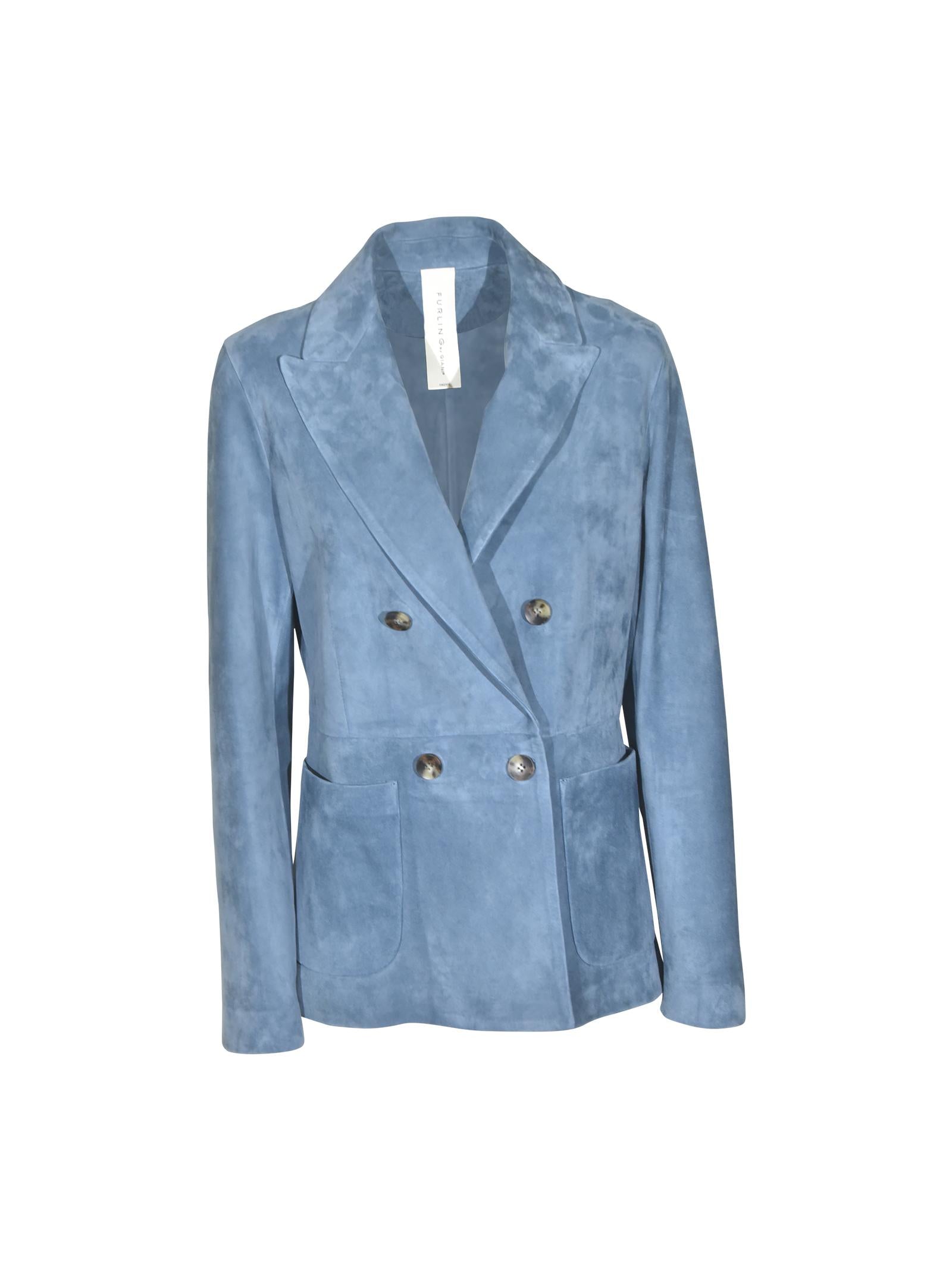 blazer dooppiopetto tasca toppa e camoscio fiore 