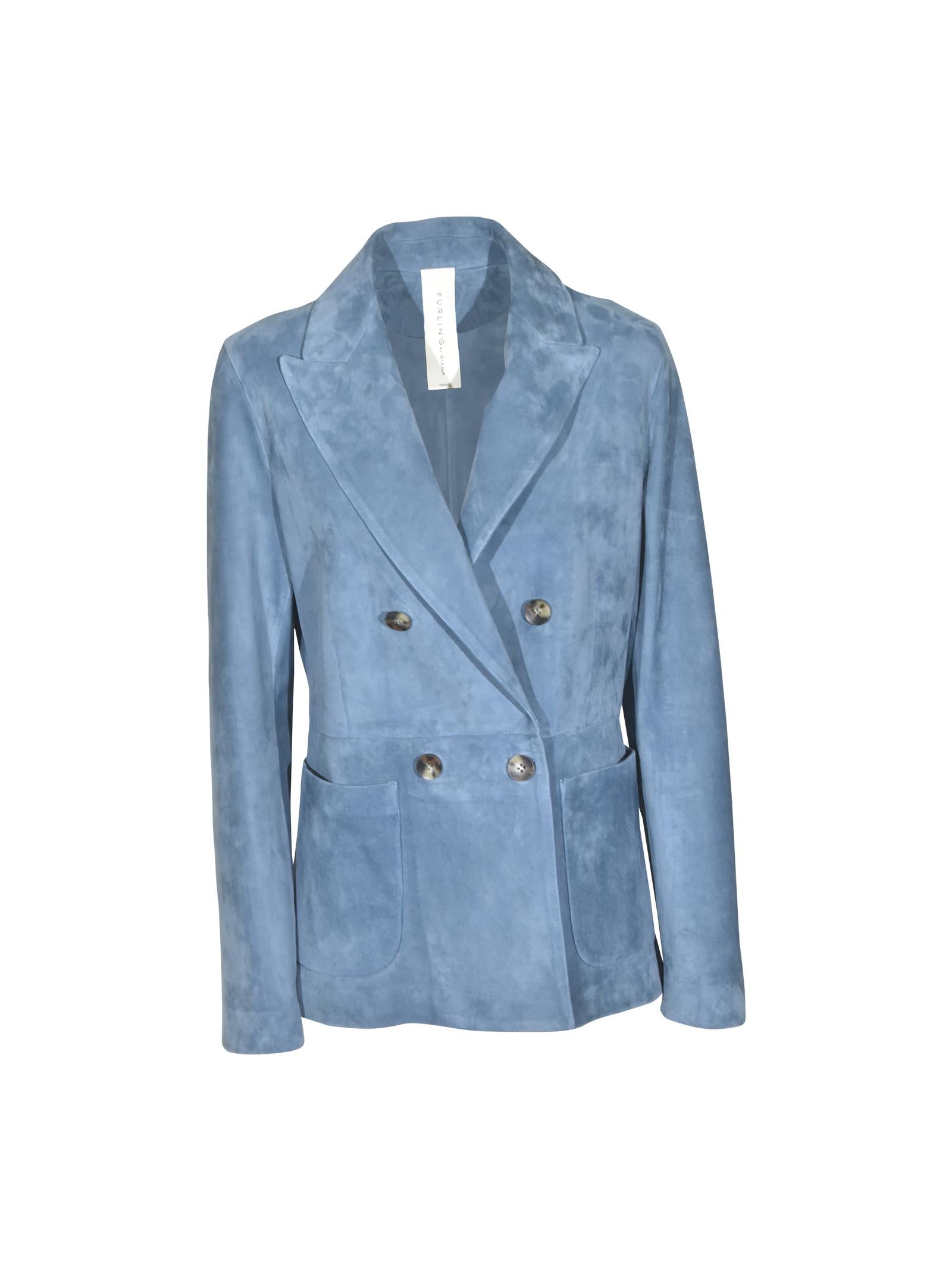 blazer dooppiopetto tasca toppa e camoscio fiore 