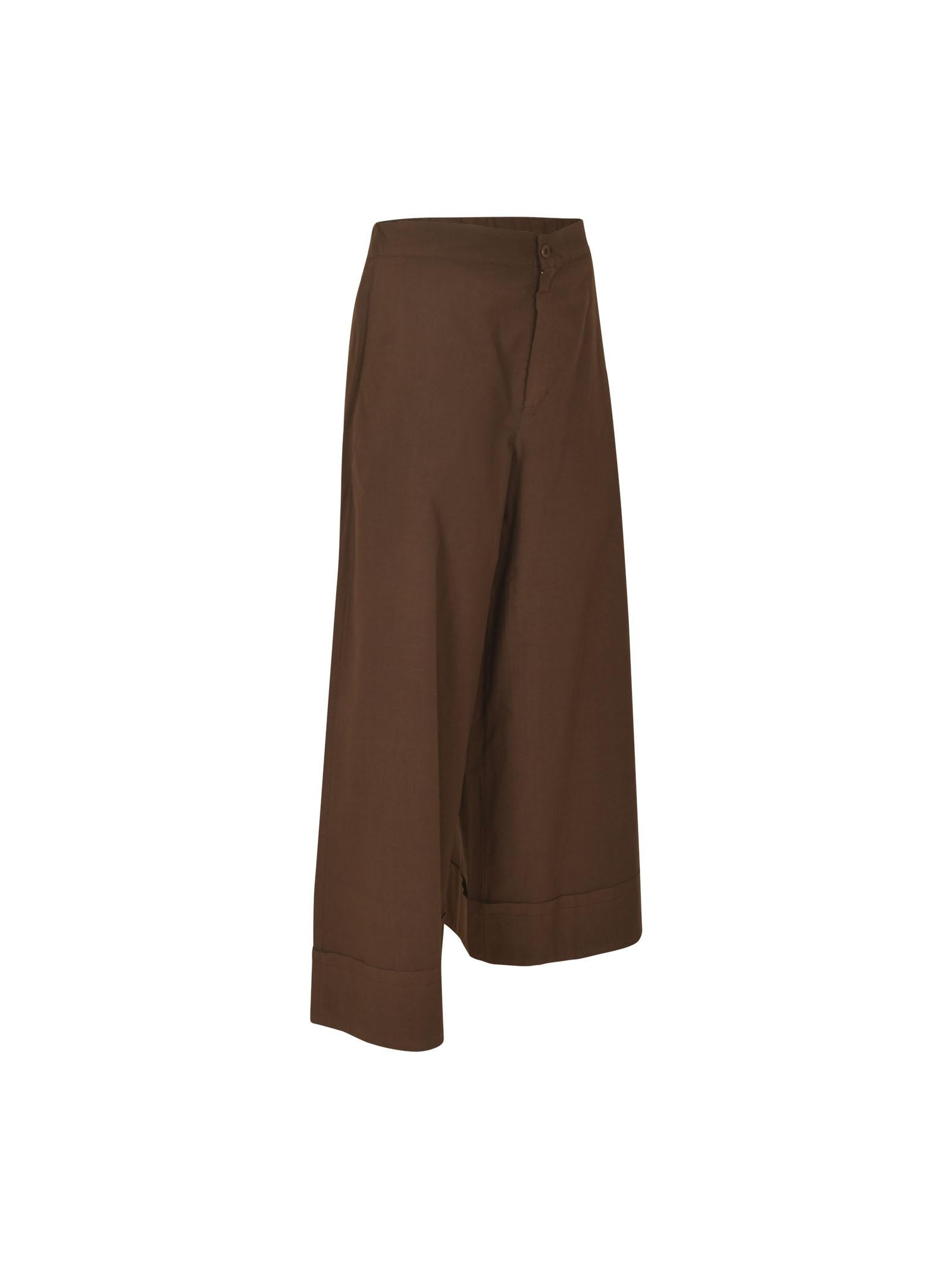 pantaloni  bino-kyoto gamba larga con risvolto elastico vita dietro 
