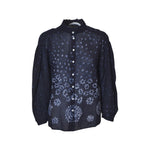 camicia collo coreana rouches manica lunga 