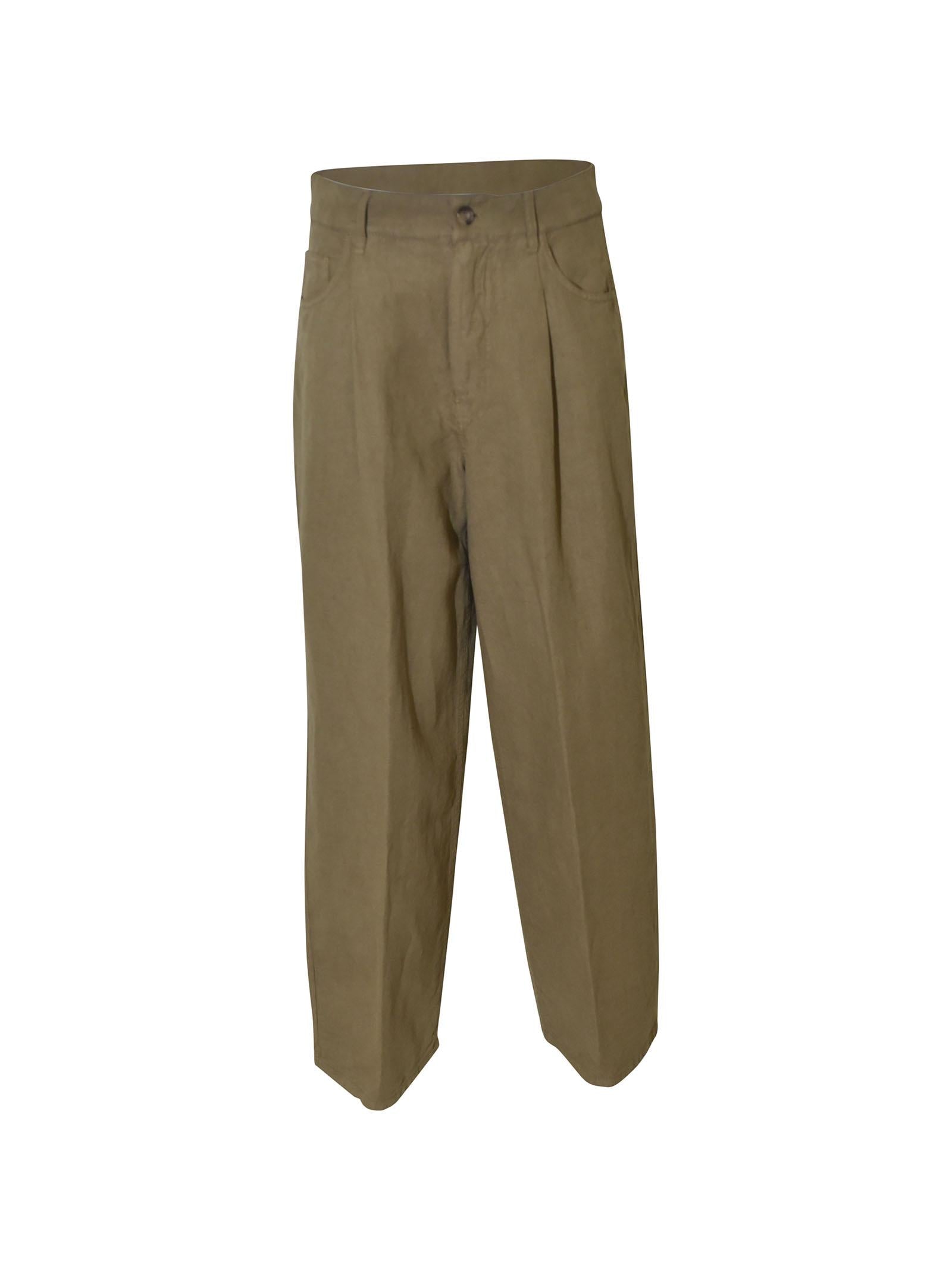 pantaloni barrel con pences gamba larga 