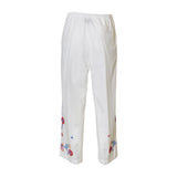 pantaloni popeline ricamo elastico in vita 