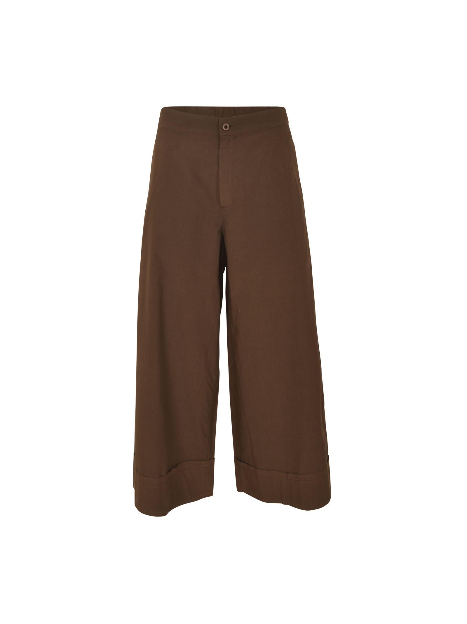 pantaloni  bino-kyoto gamba larga con risvolto elastico vita dietro 